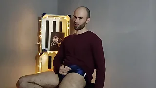 Hairy Gay Model Striptease with the addition of Cum in the Vintage Studio - LouiFerdi